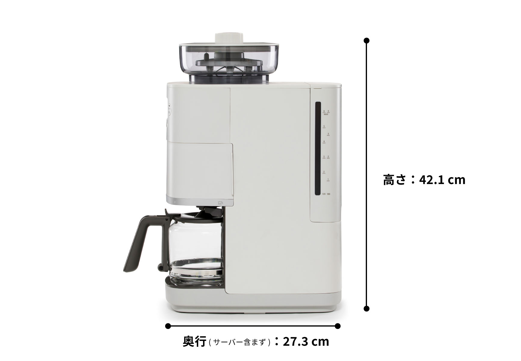 コーン式全自動コーヒーメーカー カフェばこPRO SC-C251(ライトグレー